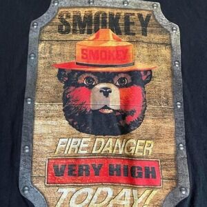 Jerry Leigh Smokey Bear Fire‎ Danger Very High Graphic T-Shirt Black XL DT9404